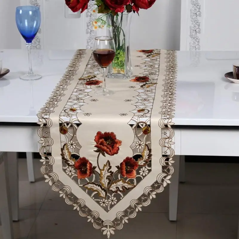 European Pastoral Embroidered Holiday Poinsettia Table Runner Cutwork Centre Piece Table Runner Tablecloth
European Pastoral Embroidered Holiday Poinsettia Table Runner Cutwork Centre Piece Table Runner Tablecloth