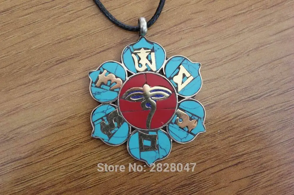 PN076 Tibetan Lotus Flower Buddha Eye Women Pendants Handmade Nepal Buddhist Mantras Om Mani Padme Hum Amulet
PN076 Tibetan Lotus Flower Buddha Eye Women Pendants Handmade Nepal Buddhist Mantras Om Mani Padme Hum Amulet