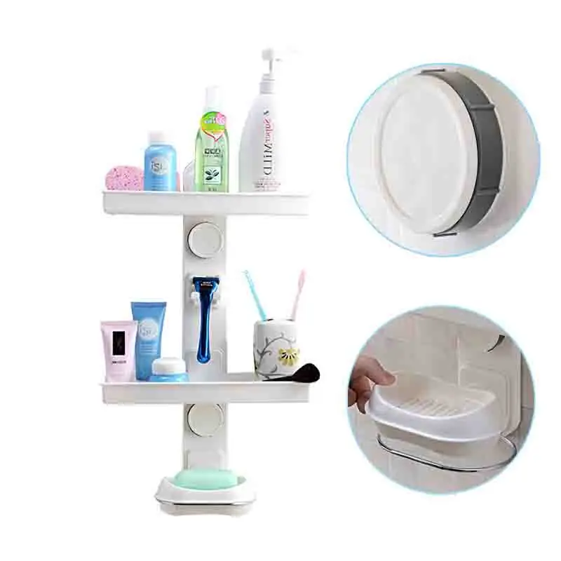 PC Kitchen Bathroom Hanging Storage Rack For DIY Double Shelves Wall Mounted Rack Holders Organization With Soap Box
PC Kitchen Bathroom Hanging Storage Rack For DIY Double Shelves Wall Mounted Rack Holders Organization With Soap Box