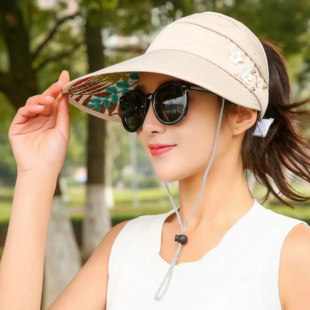 1PCS summer Sun Hats pearl women packable sun visor hat with big heads wide brim beach hat UV protection female cap
1PCS summer Sun Hats pearl women packable sun visor hat with big heads wide brim beach hat UV protection female cap