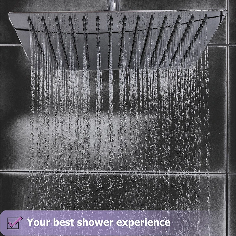 quyanre Bathroom Shower Stainless Steel Ultra-thin Square Top Sprayed Supercharged Shower Shower Head