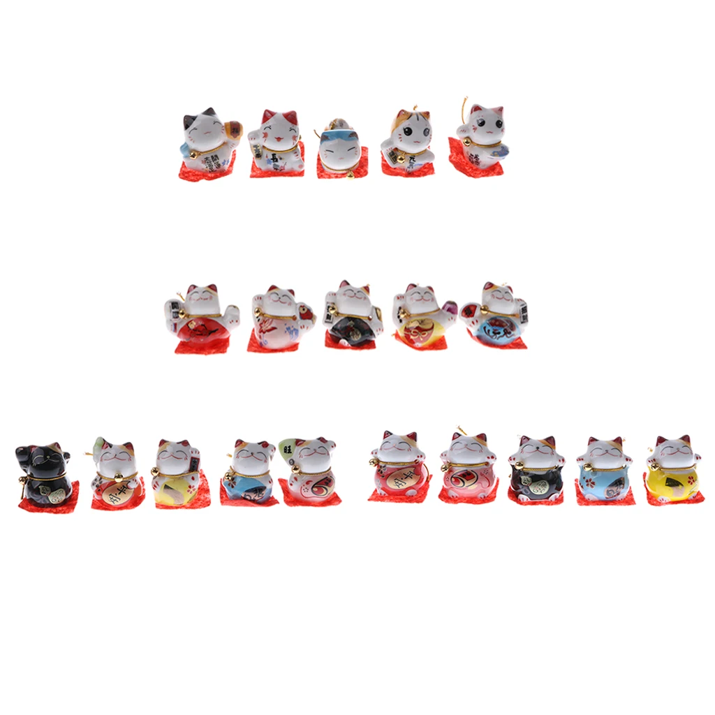 Set of 5PCS Japanese Maneki Lucky Fortune Rich Cat Figurine Home Hotel Shop Decor Bring Good Luck