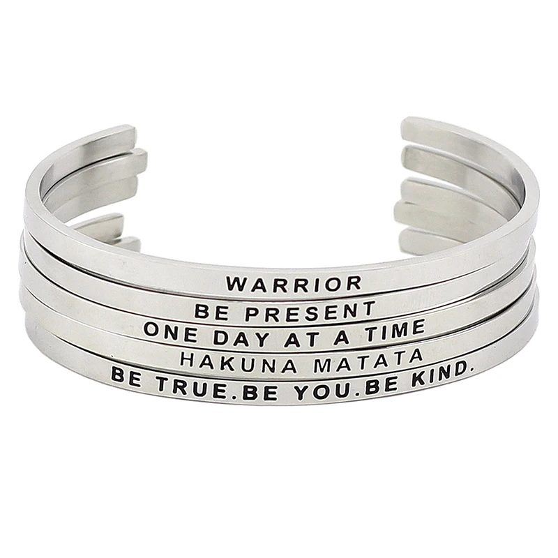 316L Stainless Steel Engraved Positive Inspirational Cuff Mantra Bracelet Bangle For Women Best Gifts
316L Stainless Steel Engraved Positive Inspirational Cuff Mantra Bracelet Bangle For Women Best Gifts