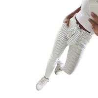 2018 New Striped OL chiffon high waist harem pants women stringyselvedge summer style casual pants female trousers image