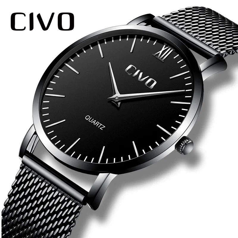 Relogio Masculino CIVO Men Watches Waterproof Simple Ultra Slim Watch Men Black Stainless Steel Mesh Analogue Quartz Watch Clock
Relogio Masculino CIVO Men Watches Waterproof Simple Ultra Slim Watch Men Black Stainless Steel Mesh Analogue Quartz Watch Clock