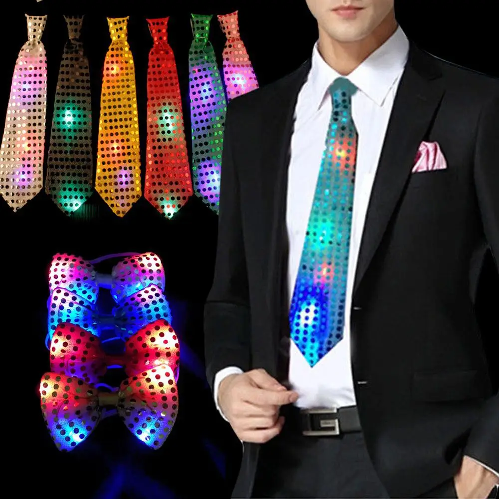 Fashion Design 1Pcs Man Woman Flashing Light Up Bow Tie Necktie LED Party Lights Sequins Bow tie Glow Props Wedding Decoration
Fashion Design 1Pcs Man Woman Flashing Light Up Bow Tie Necktie LED Party Lights Sequins Bow tie Glow Props Wedding Decoration