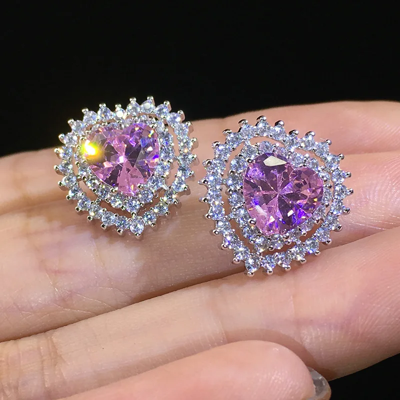Purple CZ Stone Romantic Heart Shape Convenient Simple Stud Earrings 925 Silver Cubic Zirconia Women Party Wedding Jewelry
Purple CZ Stone Romantic Heart Shape Convenient Simple Stud Earrings 925 Silver Cubic Zirconia Women Party Wedding Jewelry