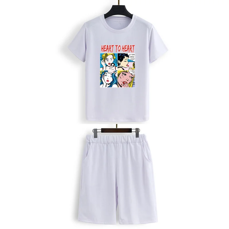 Summer ladies print short-sleeved shorts two-piece T-shirt casual fashion large size couple suit
Summer ladies print short-sleeved shorts two-piece T-shirt casual fashion large size couple suit