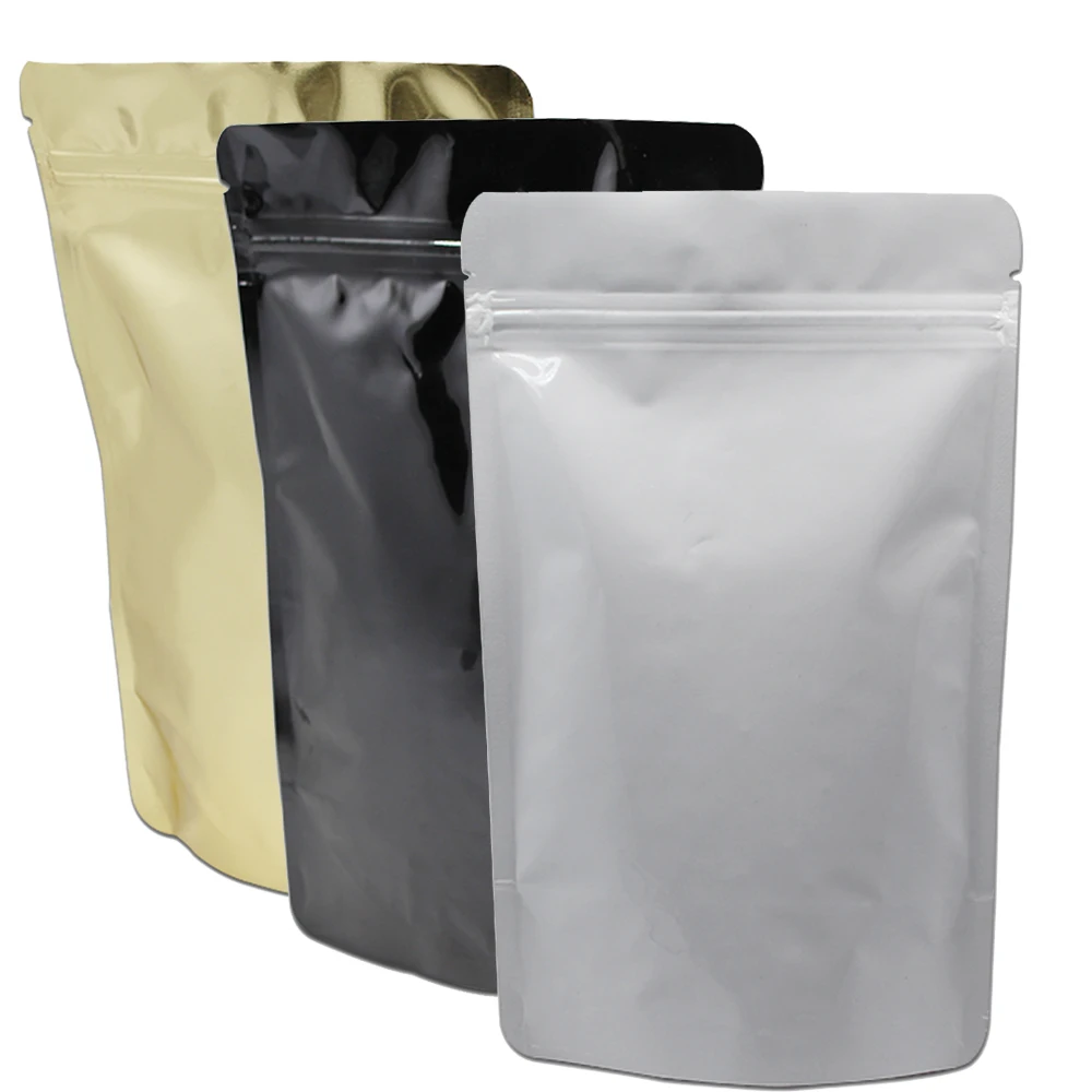 Black/ White/ Golden Pure Aluminum Foil Zip Lock Bag, Glossy Stand Up Metallic Mylar Package Pouch for Nuts Sugar Rice 30pcs/Lot
Black/ White/ Golden Pure Aluminum Foil Zip Lock Bag, Glossy Stand Up Metallic Mylar Package Pouch for Nuts Sugar Rice 30pcs/Lot