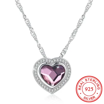 925 Sterling Silver Pink Austrian Crystal Pendants Necklace Woman Element Romantic Removable Double Layer Love Heart Necklace
925 Sterling Silver Pink Austrian Crystal Pendants Necklace Woman Element Romantic Removable Double Layer Love Heart Necklace
