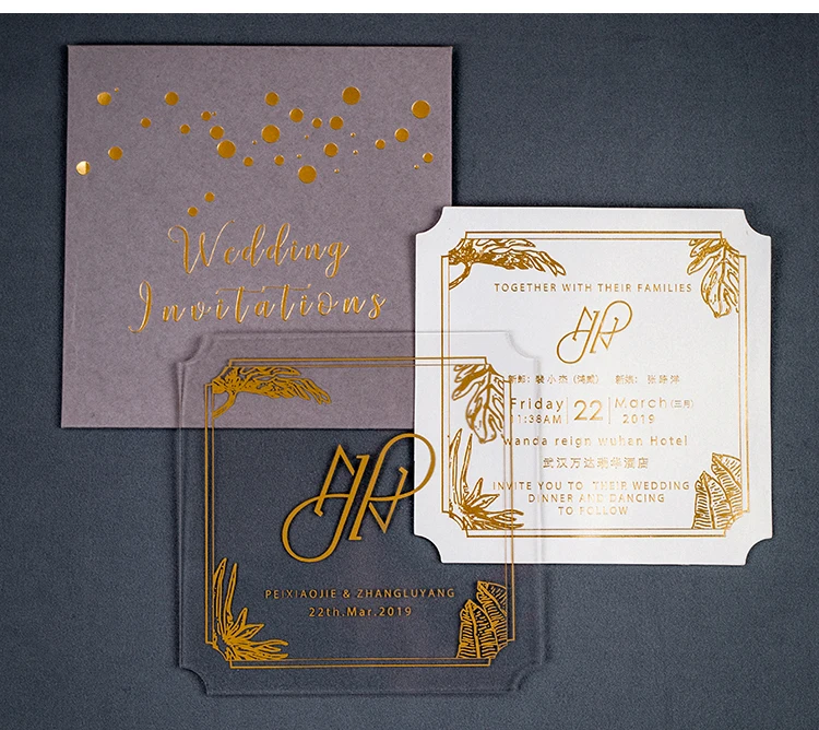 

20pcs lot Elegant Personalized Acrylic Invitation Anniversary Birthday invite wedding party invitation card for guests