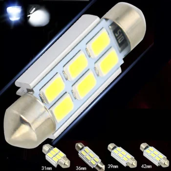 

20pcs 6SMD 31mm/36mm/39mm/41mm dome festoon lamp canbus C5W 5730 5630 led boot bulb glove box light roof reading lamp 12v white