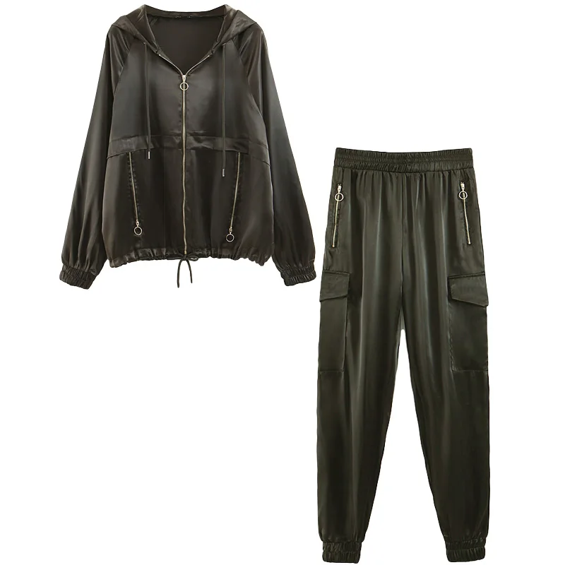 Set female 2019 autumn new solid color loose coat trousers two sets of temperament fashion hooded jacket casual women's clothes
Set female 2019 autumn new solid color loose coat trousers two sets of temperament fashion hooded jacket casual women's clothes