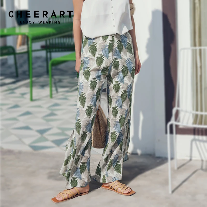Cheerart Beach Pants Women Summer Floral Print Wide Leg Pants Split Beach Trousers High Waist Flare Loose Pants
Cheerart Beach Pants Women Summer Floral Print Wide Leg Pants Split Beach Trousers High Waist Flare Loose Pants