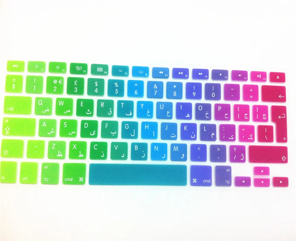 Arabic EU Version Silicone Rainbow Keyboard Film Cover For Apple Macbook Air Pro 13 15 17" inch Laptop Keyboard Stickers
Arabic EU Version Silicone Rainbow Keyboard Film Cover For Apple Macbook Air Pro 13 15 17" inch Laptop Keyboard Stickers