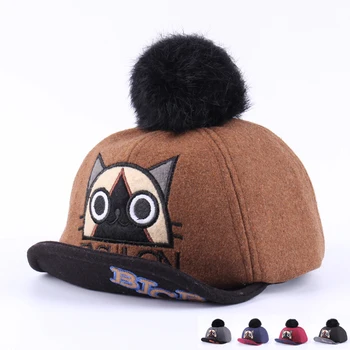 Winter Baby Baseball Cap Cat Toddler Cap With Pompom Fashion Boys Girls Warm Winter Cap Cotton Letter Kids Cap Boys Clothing1-3Y 
Winter Baby Baseball Cap Cat Toddler Cap With Pompom Fashion Boys Girls Warm Winter Cap Cotton Letter Kids Cap Boys Clothing1-3Y