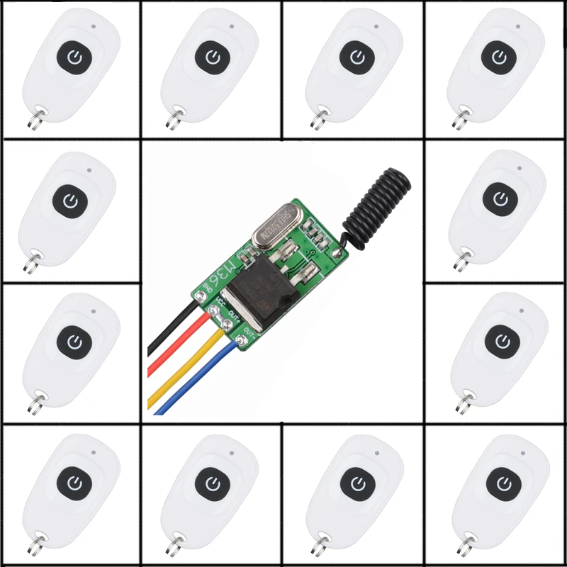 12pcs Mini Remote Control RF Small Receiver Transmitter DC6V-36V Power ON OFF Switch Learning Code | Обустройство дома