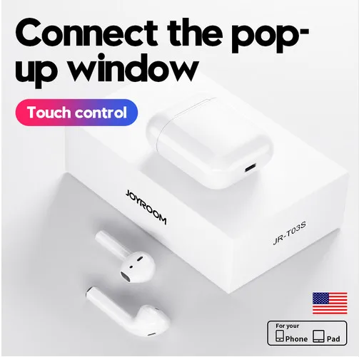 Joyroom T03S Bluetooth 5.0 Earphones POP UP Window Wireless TWS Earphones Earbuds with Mic High Quality for iPhone Phones
Joyroom T03S Bluetooth 5.0 Earphones POP UP Window Wireless TWS Earphones Earbuds with Mic High Quality for iPhone Phones