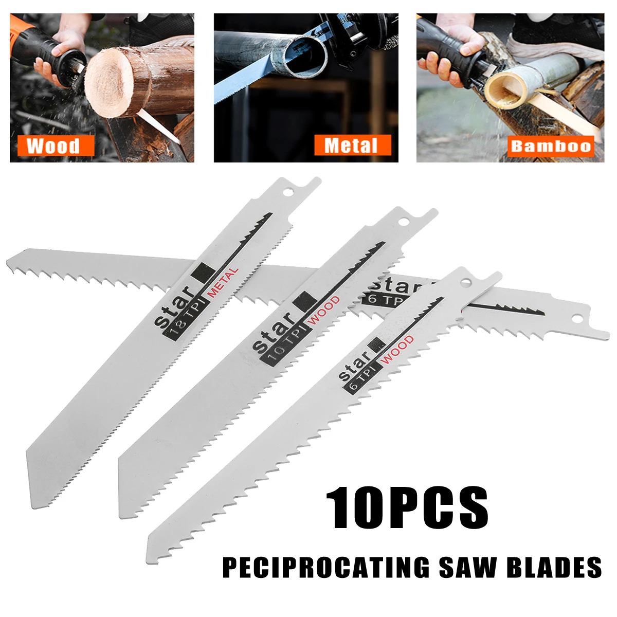 10pcs Reciprocating Saw Blade High-carbon Steel Blades for Wood Metal Cutting High Hardness
10pcs Reciprocating Saw Blade High-carbon Steel Blades for Wood Metal Cutting High Hardness