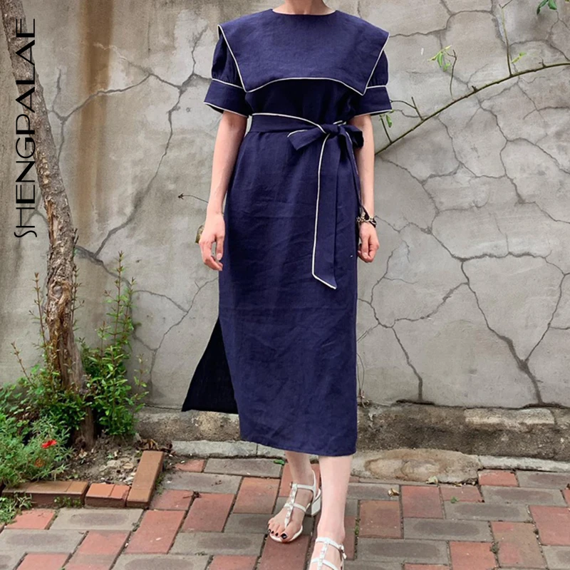 SHENGPALAE 2019 Chic Style Korean Fashion Sailor Collar Short Sleeve Waist Bansage Summer Spring New Arrival Women Dress FQ490
SHENGPALAE 2019 Chic Style Korean Fashion Sailor Collar Short Sleeve Waist Bansage Summer Spring New Arrival Women Dress FQ490