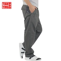 Mens Cargo Pants Fashion Straight Light Men Casual Pants Loose Wide Cotton Pants Boys Elastic Waist Trousers Plus Big Size M-6XL image
