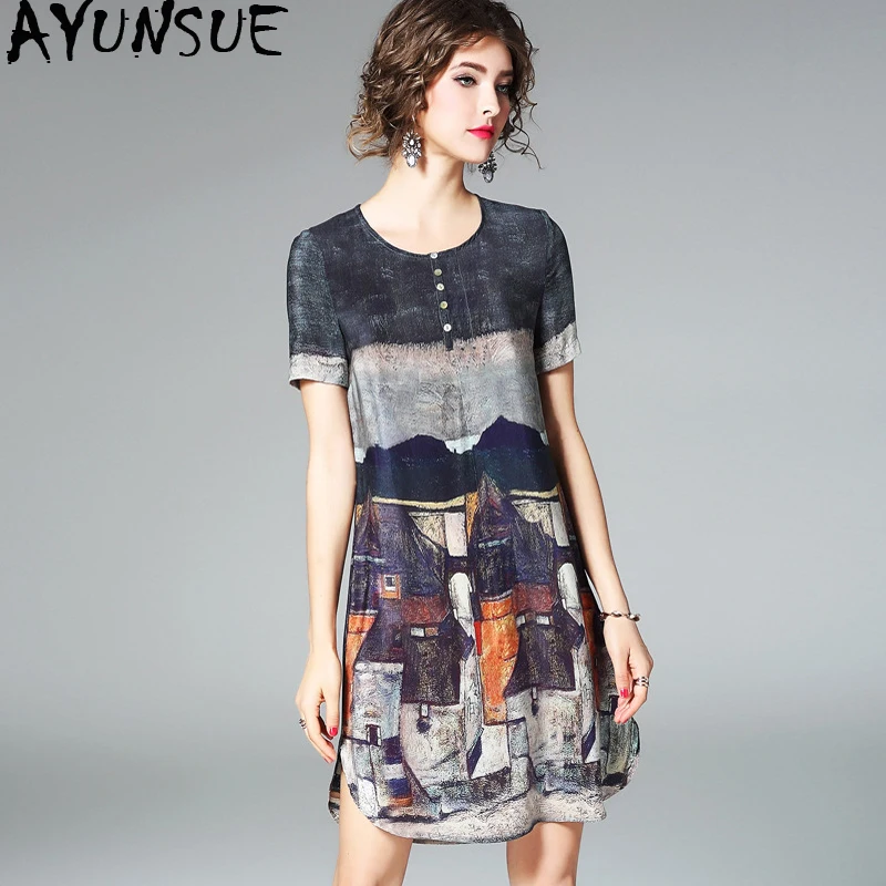 Vintage Real Silk Summer Dress 2019 Women Print Casual Mini Dress Elegant Ladies Dresses Plus Size Vestidos Robe Femme MY2442
Vintage Real Silk Summer Dress 2019 Women Print Casual Mini Dress Elegant Ladies Dresses Plus Size Vestidos Robe Femme MY2442