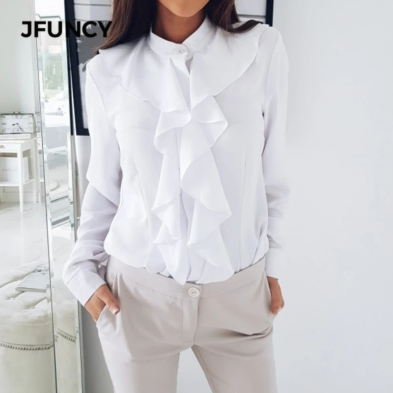 JFUNCY Women Ruffles Blouse Shirt Sexy V-Neck Elegant Office lady Solid Chiffon Blouses Summer Long Sleeve Blusa Tops S-XXL
JFUNCY Women Ruffles Blouse Shirt Sexy V-Neck Elegant Office lady Solid Chiffon Blouses Summer Long Sleeve Blusa Tops S-XXL