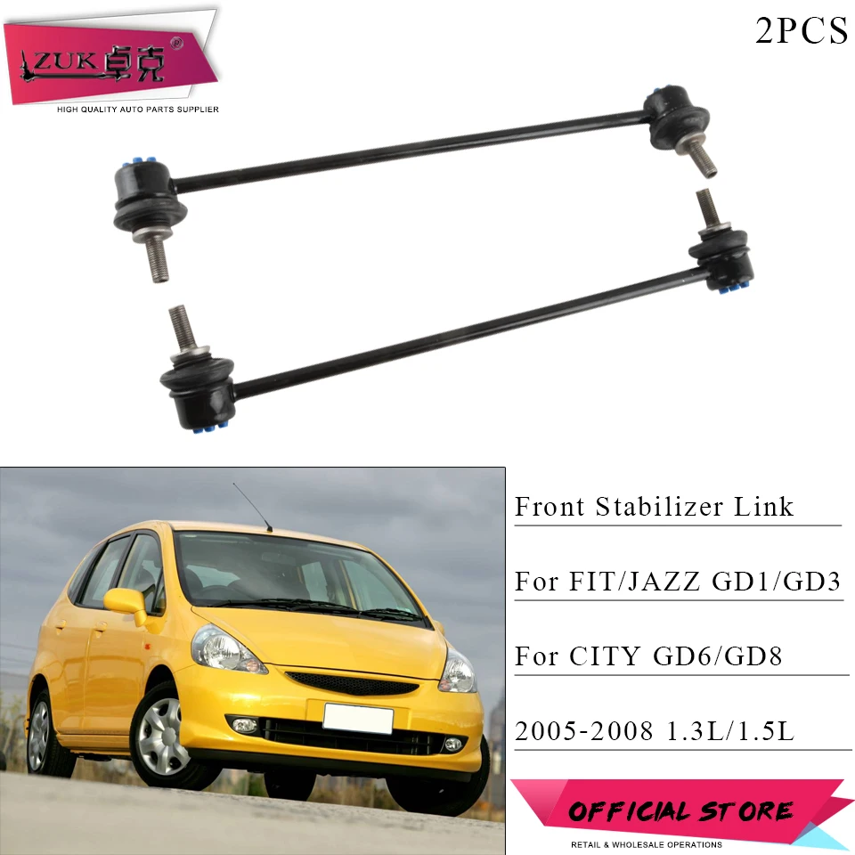 ZUK 2PCS Front Stabilizer Link Suspension Sway Bar Ball Joint For FIT JAZZ 2005 2006 2007 2008 GD1 GD3 CITY GD6 GD8 1.3L 1.5L
ZUK 2PCS Front Stabilizer Link Suspension Sway Bar Ball Joint For FIT JAZZ 2005 2006 2007 2008 GD1 GD3 CITY GD6 GD8 1.3L 1.5L