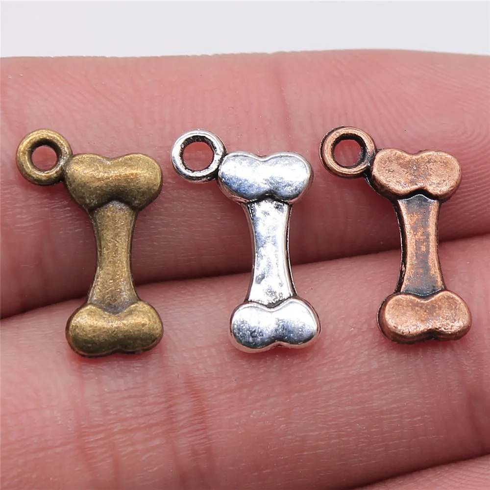 

WYSIWYG 20pcs 16x10mm Pendant Bone Bone Charm Pendants For Jewelry Making Antique Silver Color Dog Bone Pendants