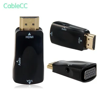 Black HDMI to VGA output Video adapter with 3.5mm Audio cable For Apple TV & projector & monitor
Black HDMI to VGA output Video adapter with 3.5mm Audio cable For Apple TV & projector & monitor