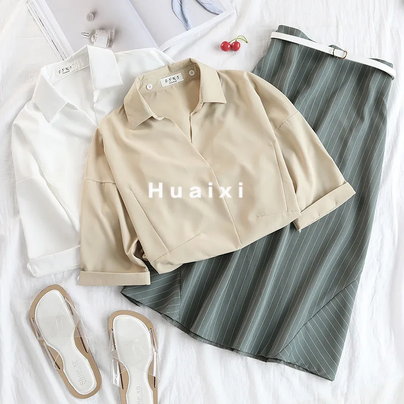 Mooirue Summer Formal Suit 2 Piece Set Women Solid Casual Shirt + High Waist Striped Midi Skirt Office Lady Wear Elegant Sets
Mooirue Summer Formal Suit 2 Piece Set Women Solid Casual Shirt + High Waist Striped Midi Skirt Office Lady Wear Elegant Sets
