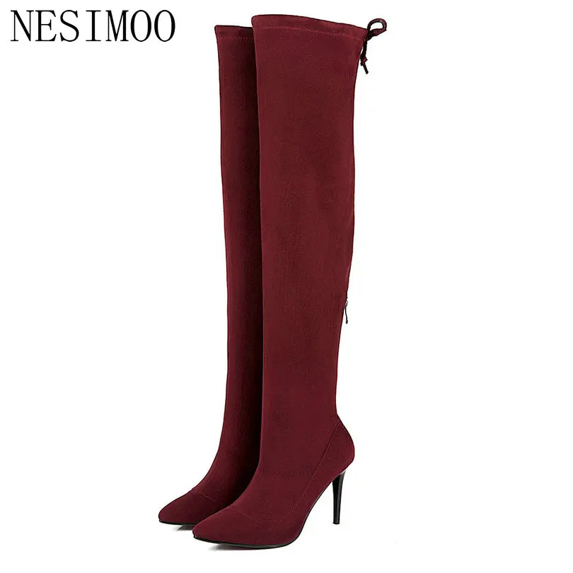 NESIMOO 2019 Shoes Woman Over The Knee Boots Thin High Heel Pointed Toe Lace Up+ Zipper Black Ladies Motorcycle Boots Size 34-43
NESIMOO 2019 Shoes Woman Over The Knee Boots Thin High Heel Pointed Toe Lace Up+ Zipper Black Ladies Motorcycle Boots Size 34-43