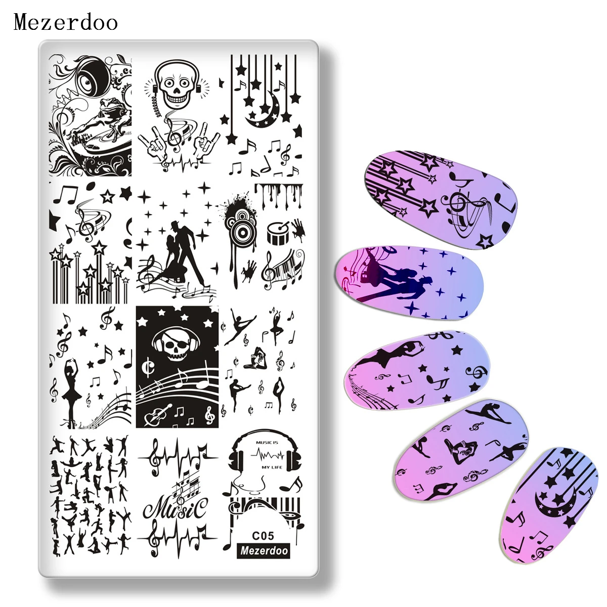 Rock Music Theme Stamping Template Notes Piano Pattern Musical Instrument Rectangle Nail Art Image Plate DIY Manicure Tools C05
Rock Music Theme Stamping Template Notes Piano Pattern Musical Instrument Rectangle Nail Art Image Plate DIY Manicure Tools C05
