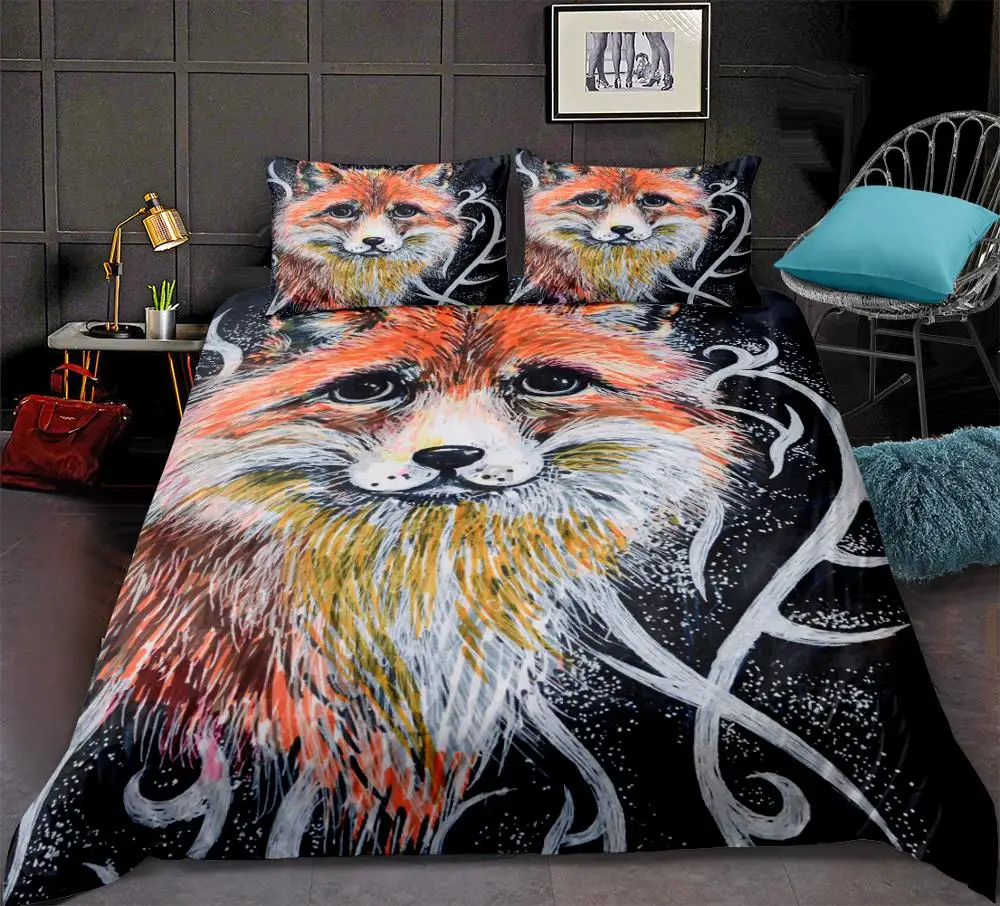 Fox pattern Duvet cover set 3D lifelike Animal Print Bedding set soft Microfiber Black Bedspread home textiles
Fox pattern Duvet cover set 3D lifelike Animal Print Bedding set soft Microfiber Black Bedspread home textiles