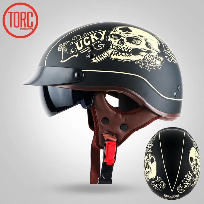 

TORC HARLEY Motorcycle Helmet with sunglasses, warm ear pad Jet retro Motorbike Motocross half helmet pilot scooter helmet T55