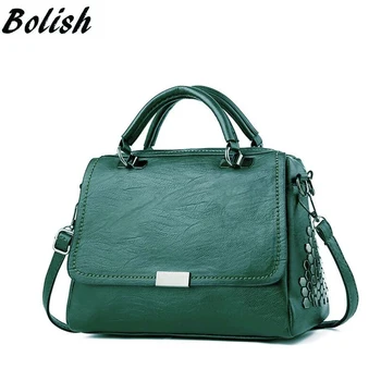 

Bolish Casual Women Soft Pu Leather Handbag Female Shoulder Bag Messenger Bag Larger Size Winter Women Bag