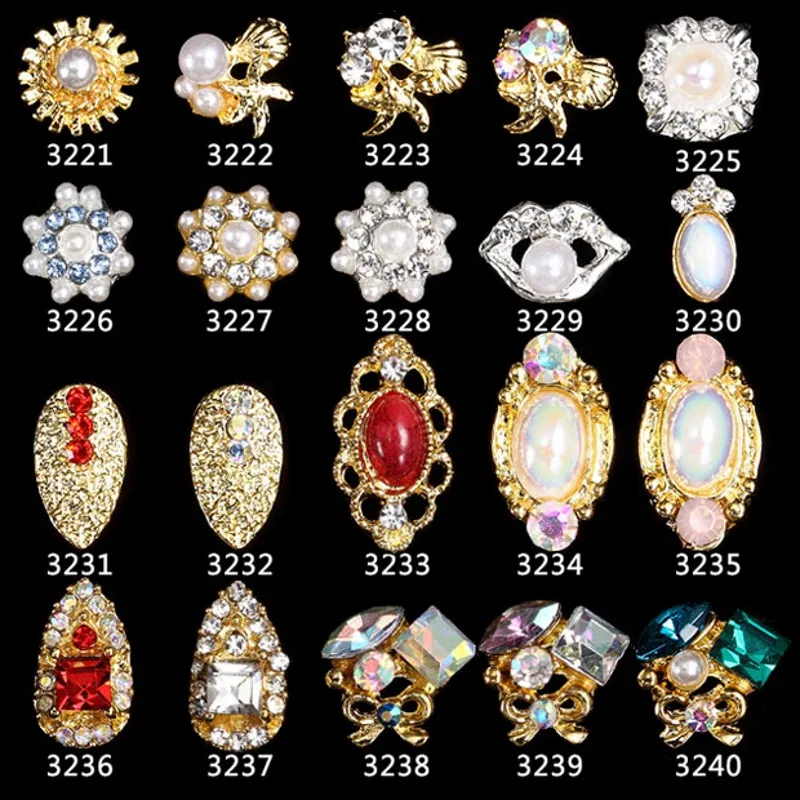 100Pcs 1 Lot 3D Gold Nail Alloy With Pearls/ Rhinestones DIY Nail Accessories Glitter Crystal Nail Art Charm Decorations @ML3221
100Pcs 1 Lot 3D Gold Nail Alloy With Pearls/ Rhinestones DIY Nail Accessories Glitter Crystal Nail Art Charm Decorations @ML3221