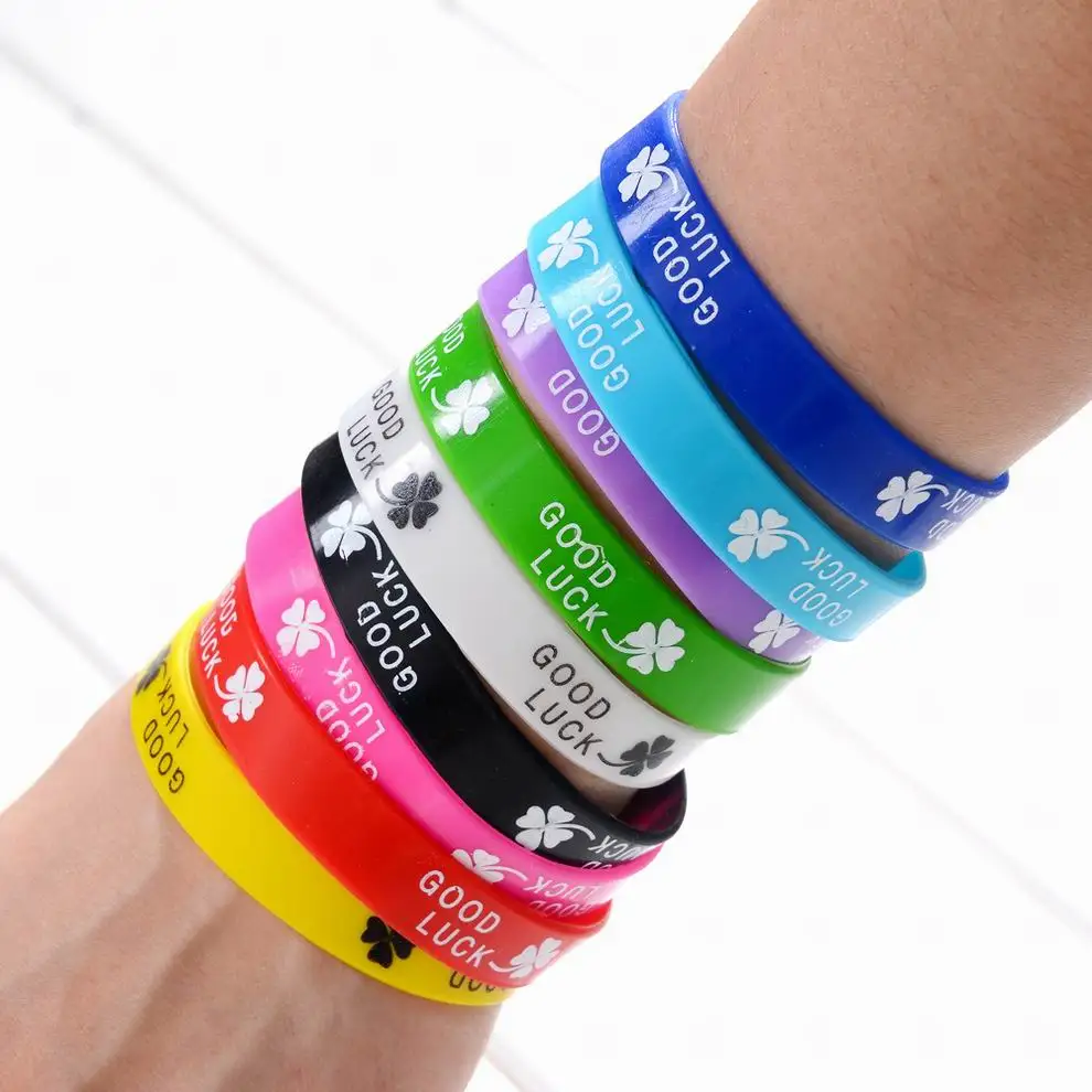 Wholesale Mix Colors Trendy Silicone Rubber Wristband Good Luck Clover Cuff Bracelet Bangles for women men Bracelet bands
Wholesale Mix Colors Trendy Silicone Rubber Wristband Good Luck Clover Cuff Bracelet Bangles for women men Bracelet bands
