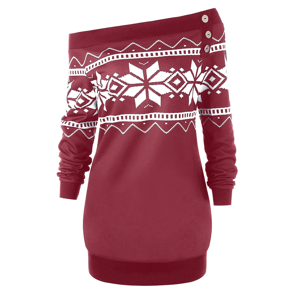 Wipalo Hotsale Christmas Snowflake Geometric Pullover Women Plus Size Tops Skew Neck Sweatshirt Autumn Sweatshirt 5XL
Wipalo Hotsale Christmas Snowflake Geometric Pullover Women Plus Size Tops Skew Neck Sweatshirt Autumn Sweatshirt 5XL