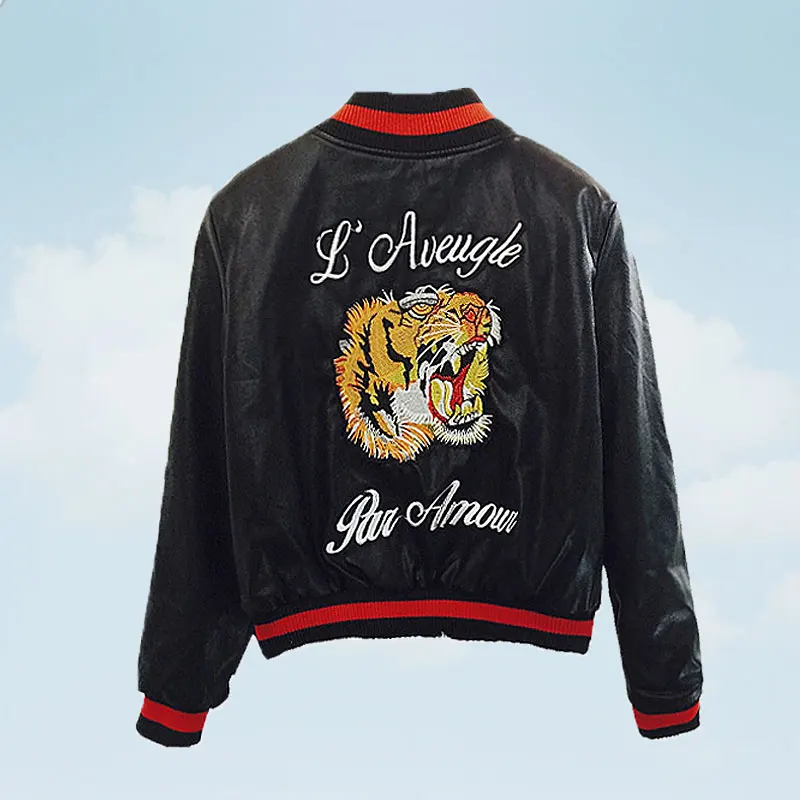 Fashion Faux Leather Bomber Jacket Women Tiger Head Embroidery Short Motorcycle Pu Leather Jacket Outerwear Womens Casaco TY570
Fashion Faux Leather Bomber Jacket Women Tiger Head Embroidery Short Motorcycle Pu Leather Jacket Outerwear Womens Casaco TY570