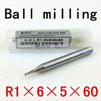 New 2Flute Superhard cutters Cobalt cemented carbide ball nose end mill M42-Co8 Ball End Mills ball milling R1*6*5*60
New 2Flute Superhard cutters Cobalt cemented carbide ball nose end mill M42-Co8 Ball End Mills ball milling R1*6*5*60