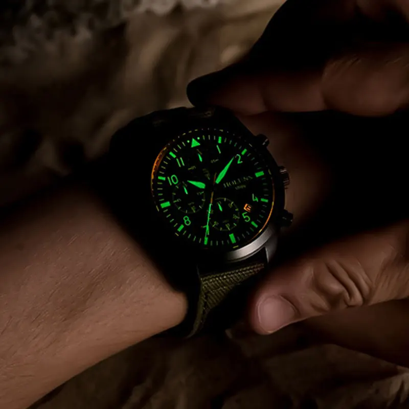 HOLUNS мужские часы лучший бренд Роскошный хронограф светящиеся спортивные