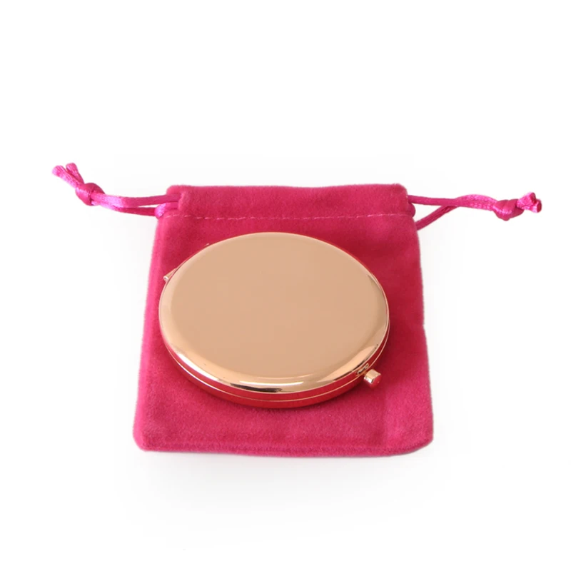 Fashion Colour Rose Gold Metal Pocket Mirror Round Compact Cosmetic Mirror with Pink Lovely Velvet Bag Makeup Mirror Set
Fashion Colour Rose Gold Metal Pocket Mirror Round Compact Cosmetic Mirror with Pink Lovely Velvet Bag Makeup Mirror Set