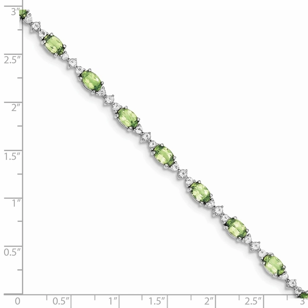 Silver Peridot White Topaz Gemstone Bracelet (1)