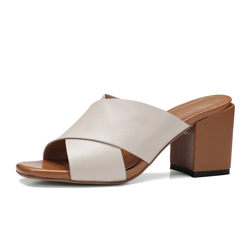 YANSHENGXIN Genuine Leather Cross Solid Women's Slippers Summer Open Toes Shoes Fashion Woman Slides Chunky Heels Sandals Mule
YANSHENGXIN Genuine Leather Cross Solid Women's Slippers Summer Open Toes Shoes Fashion Woman Slides Chunky Heels Sandals Mule