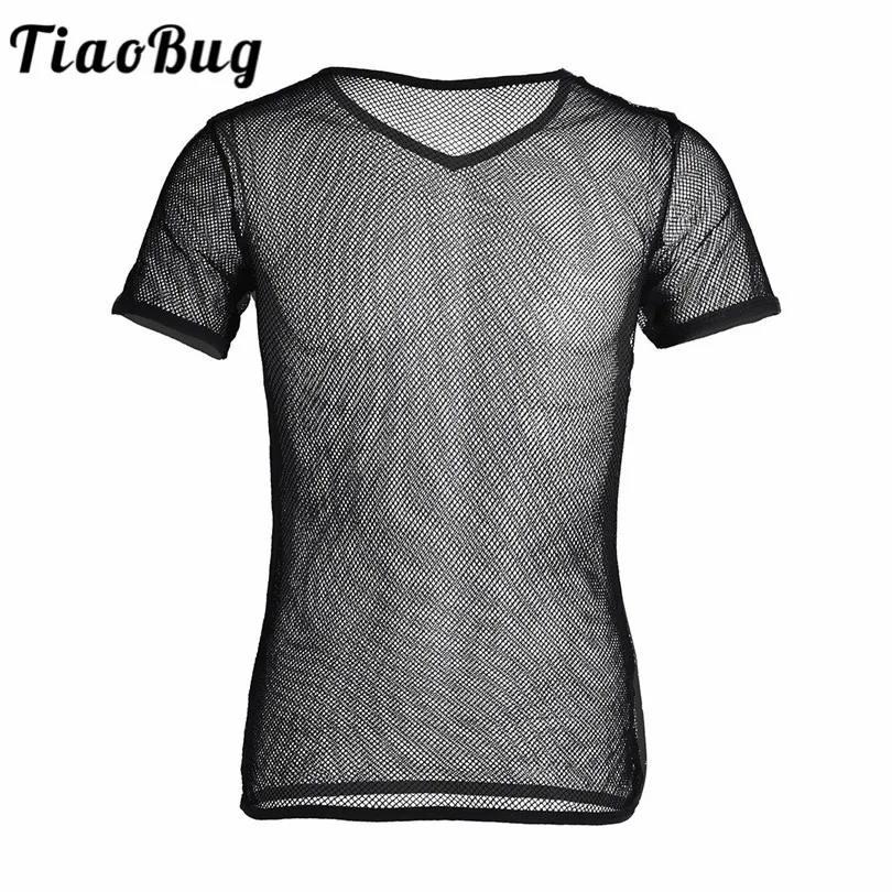 TiaoBug Black Short Sleeves V-neck Mesh See Through Men Sexy T Shirt Club Wear Male Fitness Tees Funny Sexy T-shirt
TiaoBug Black Short Sleeves V-neck Mesh See Through Men Sexy T Shirt Club Wear Male Fitness Tees Funny Sexy T-shirt