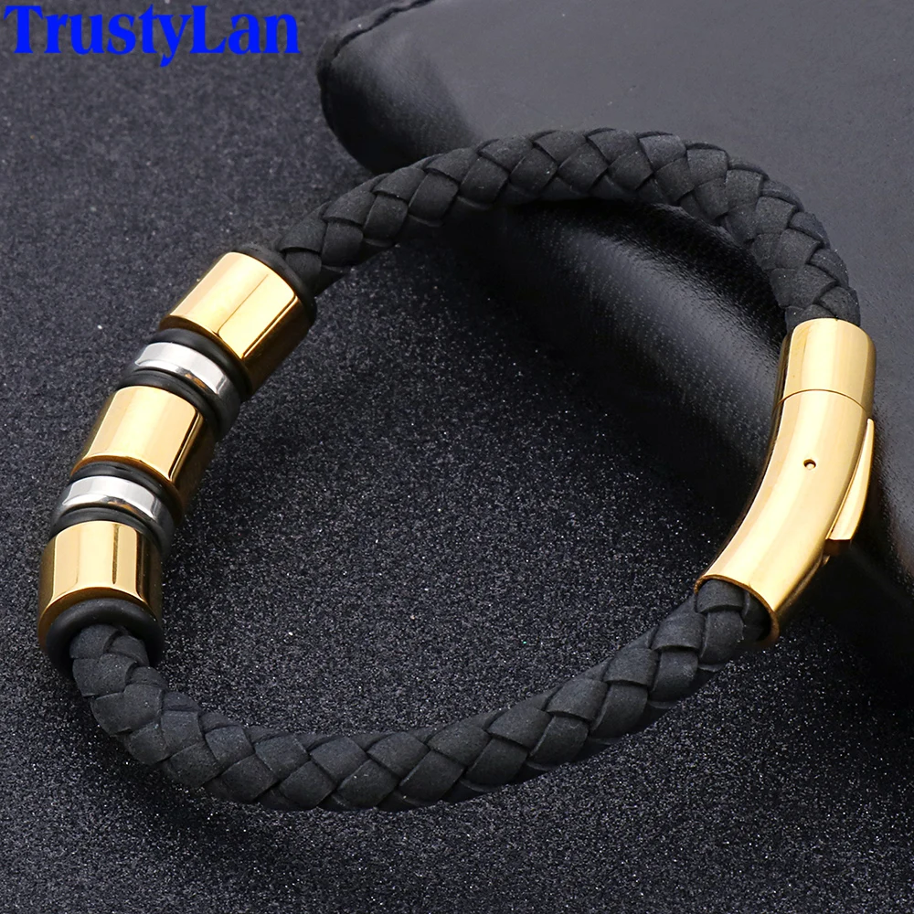 Men's Braided Leather Wrap Bracelets For Men Golden Black Stainless Steel Bracelets & Bangles For Women Fashion Lovers' Jewelry
Men's Braided Leather Wrap Bracelets For Men Golden Black Stainless Steel Bracelets & Bangles For Women Fashion Lovers' Jewelry
