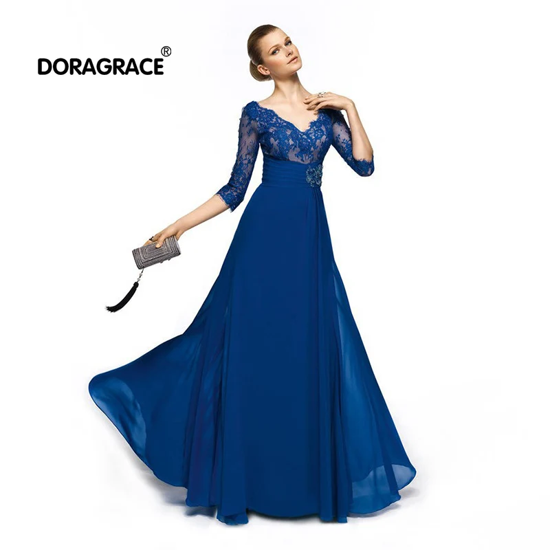 Doragrace Simple Elegant Royal Blue Chiffon Summer Evening Gowns Long Evening Dresses with Short Sleeve
Doragrace Simple Elegant Royal Blue Chiffon Summer Evening Gowns Long Evening Dresses with Short Sleeve