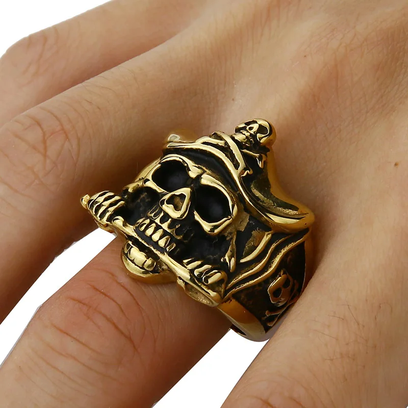 Valily Jewelry Men's Silver Black Pirate Skull Ring Stainless Steel Gothic Vintage Black Finger Band Rings Jewelry Party Gift
Valily Jewelry Men's Silver Black Pirate Skull Ring Stainless Steel Gothic Vintage Black Finger Band Rings Jewelry Party Gift