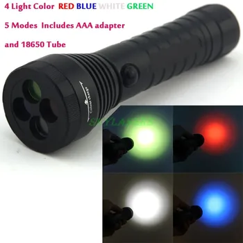 2000LM 5-Modes White, Red, Blue, and Green LED Flashlight, Black (18650/3*AAA Not Included) With Plastic Tube & AAA adapter
2000LM 5-Modes White, Red, Blue, and Green LED Flashlight, Black (18650/3*AAA Not Included) With Plastic Tube & AAA adapter